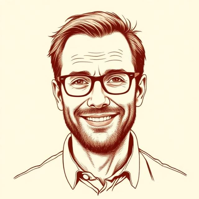 Stiliserat porträtt av Fredrik Backman