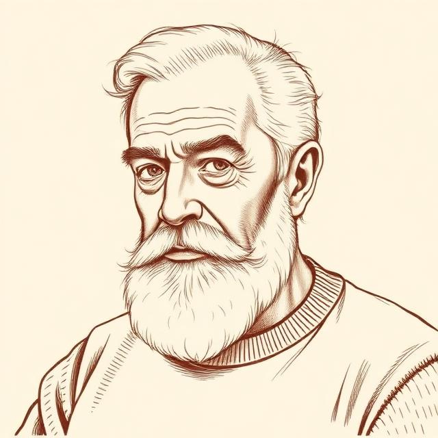 Stiliserat porträtt av Ernest Hemingway