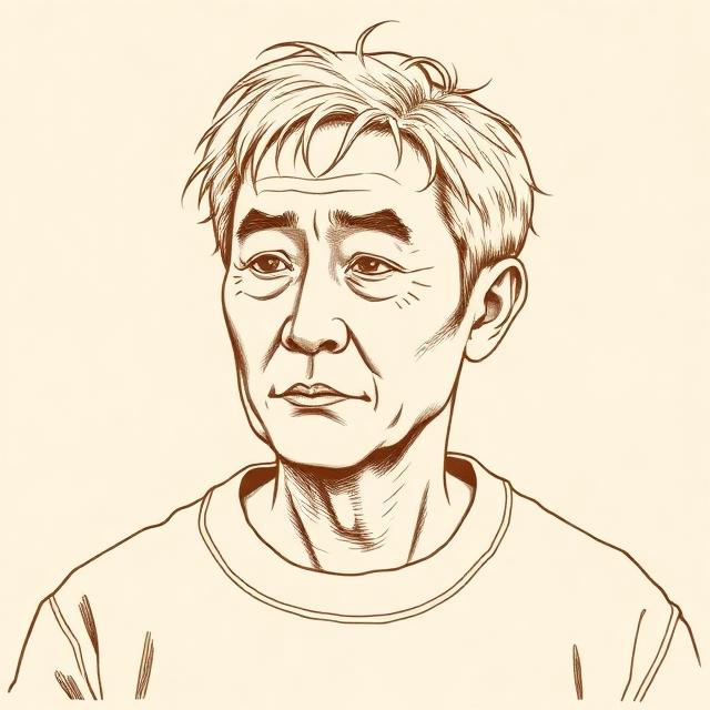 Stiliserat porträtt av Haruki Murakami