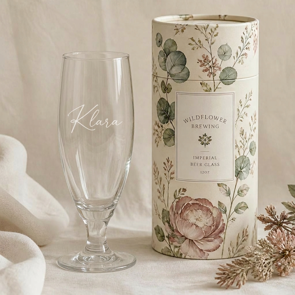 Botanisk akvarell — glas och tub